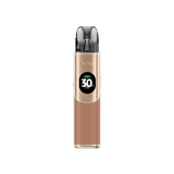 Sigaretta Elettronica Ricaricabile Geekvape Kit Pod Wenax Q2 in beige dal design compatto, schermo frontale circolare che mostra la potenza e cartuccia trasparente superiore con bocchino integrato.
