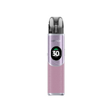 Sigaretta Elettronica Ricaricabile Geekvape Kit Pod Wenax Q2 in viola dal design compatto, schermo frontale circolare che mostra la potenza e cartuccia trasparente superiore con bocchino integrato.