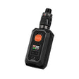 Sigaretta Elettronica Ricaricabile Vaporesso Armour Max Kit in nero con un robusto design tipo mod, schermo frontale digitale, pulsante centrale arancione e serbatoio superiore con bocchino nero.