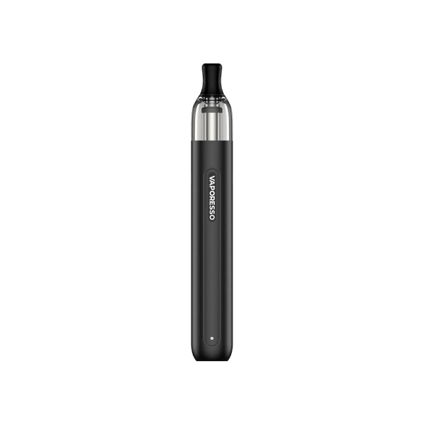 Vaper recargable Vaporesso Eco One Pod Kit en color negro con diseño cilíndrico tipo stick, acabado texturizado, depósito transparente superior y boquilla negra integrada.