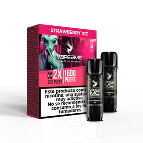Vapeame Capsules To Revive Strawberry Ice 20 mg 1600 bouffées (2x800) paquet de 2 dosettes avec boîte rose.