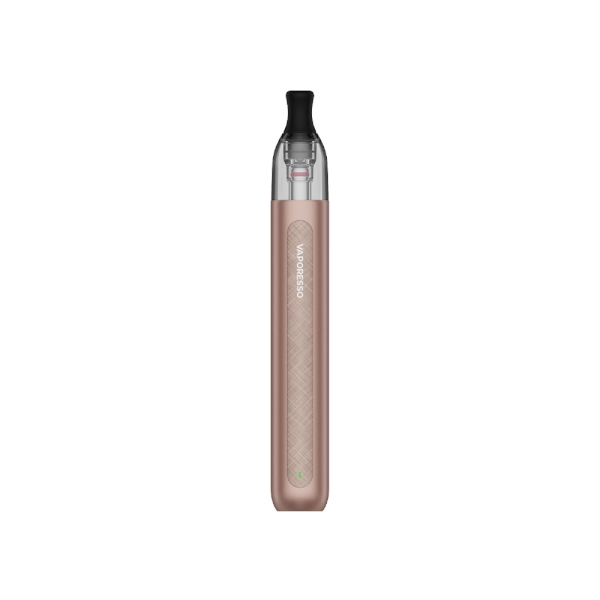 Sigaretta Elettronica Ricaricabile Vaporesso Eco One Kit Pro Pod in marrone con design cilindrico e finitura testurizzata, serbatoio superiore trasparente e bocchino nero integrato.