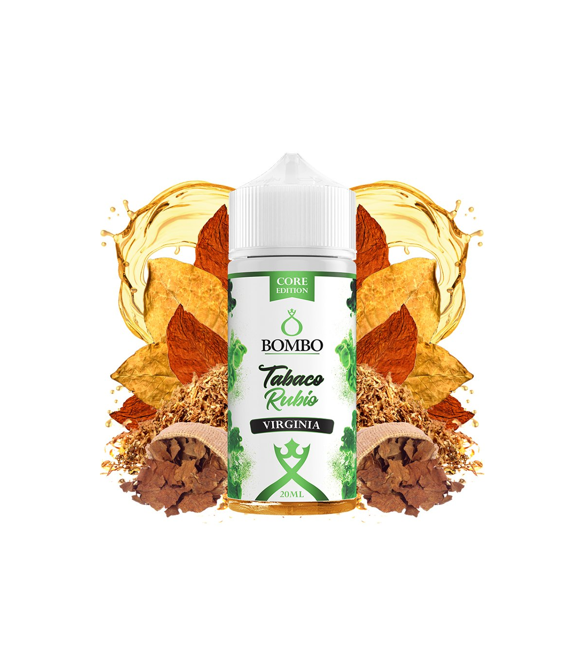 Flacon de 20ml de marque Bombo, tabac blond saveur virginie. Édition de base longfill