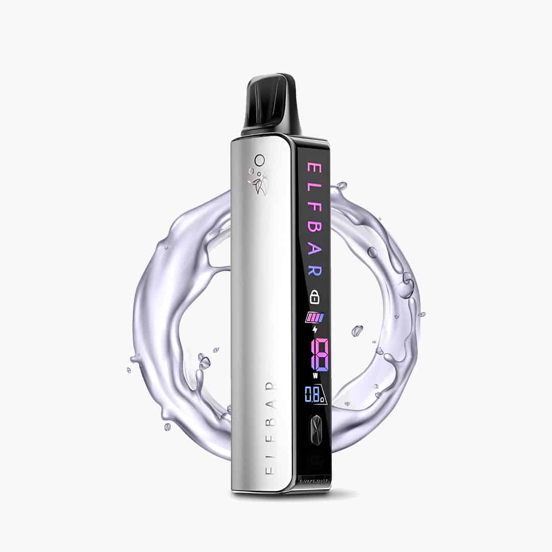 Vaper recargable Elfa Master de color gris plateado. Vaper con aplicación para control de intensidad.