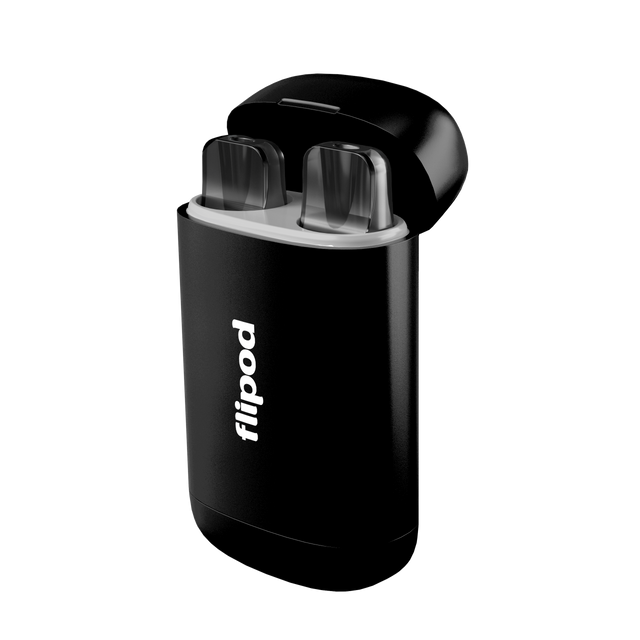 Estuche Flipod de color negro, para guardar y llevar los pods de tu vaper.