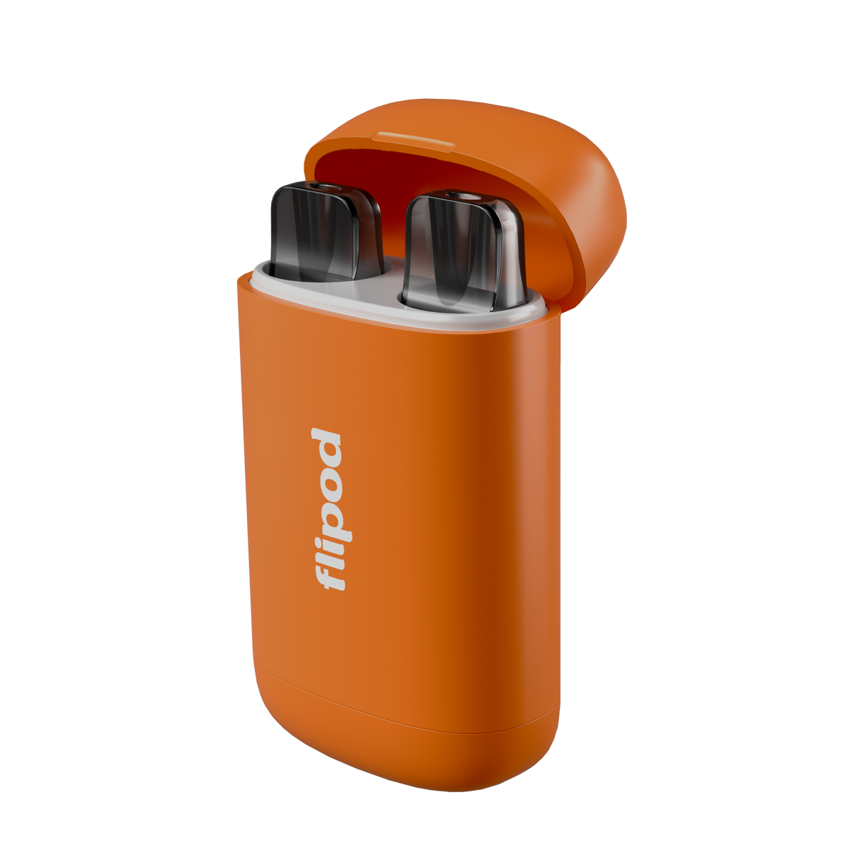 estuche flipod de color naranja, para guardar las cápsulas y pods de vaper.