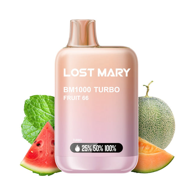 Lost Mary BM1000 Turbo Fruit 66 vape desechable sabor sandía melón y menta
