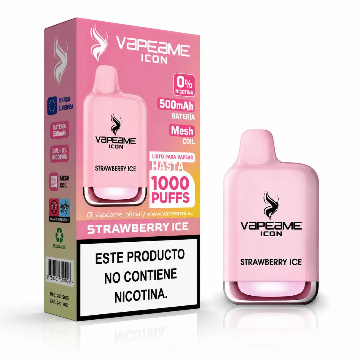 Vaper Desechable Sin Nicotina Vapeame Icon Strawberry Ice