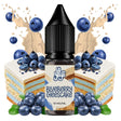 Líquido para vapeo La Yaya Salts Blueberry Cheesecake 10ml con sales de nicotina, botella con diseño en tonos morados y crema, acompañado de arándanos y tarta de queso que representan su sabor.