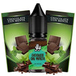 Líquido para vapeo La Yaya Salts Chocolate con Menta 10ml con sales de nicotina, botella con diseño en tonos marrones y verdes, acompañado de chocolate y hojas de menta que representan su sabor.