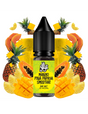 Líquido para vapeo La Yaya Salts Mango Piña Papaya Smoothie 10ml con sales de nicotina, botella con diseño en tonos tropicales, acompañado de mango, piña y papaya que representan su sabor tipo smoothie.